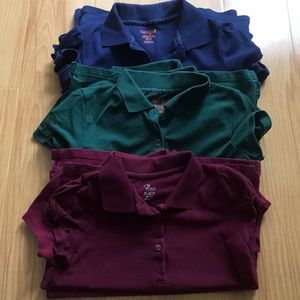 School uniform blue, green and maroon shirt